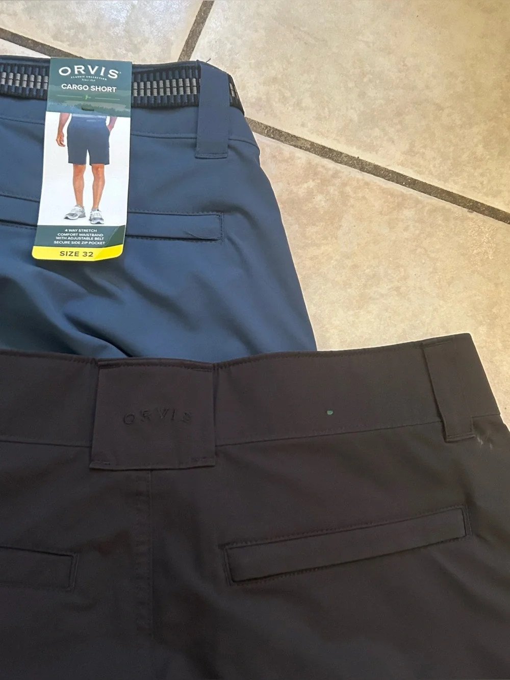 Orvis Tech cargo shorts belted blue black mens size‎ 32 bundle